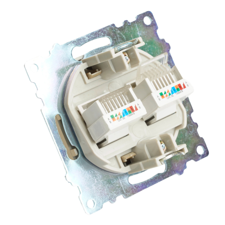 Розетка компьютерная 2-местная RJ-45 (механизм) STEKKER GLS00-7109-08, серия Катрин, золото 50009