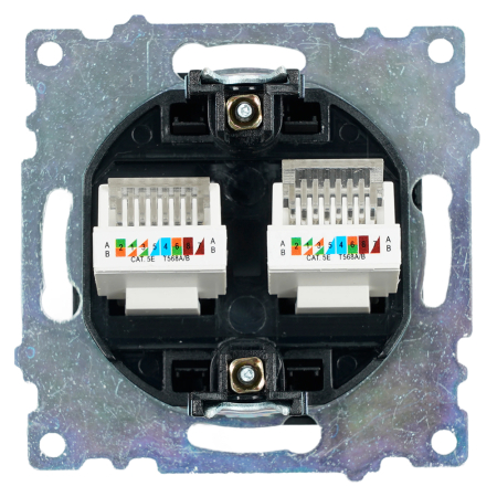 Розетка компьютерная 2-местная RJ-45 (механизм) ,STEKKER ,GLS00-7109-05, серия Катрин, черный 50007