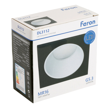 Светильник встраиваемый Feron DL3112 потолочный MR16 G5.3  черный + белый 51407
