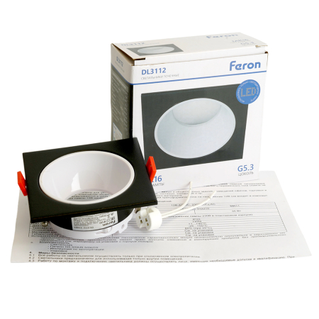 Светильник встраиваемый Feron DL3112 потолочный MR16 G5.3  черный + белый 51407