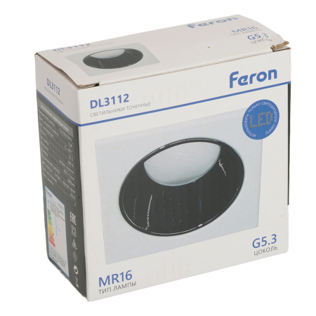 Светильник встраиваемый Feron DL3112 потолочный MR16 G5.3 белый + черный хром 51405