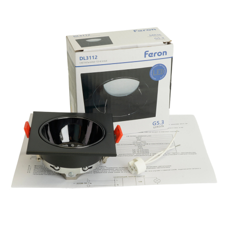 Светильник встраиваемый Feron DL3112 потолочный MR16 G5.3  черный + черный хром 51408