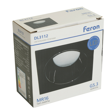Светильник встраиваемый Feron DL3112 потолочный MR16 G5.3  черный + черный хром 51408