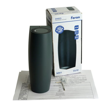 Светильник садово-парковый Feron DH015, на стену, 2*GU10 MR11 230V, черный 51305