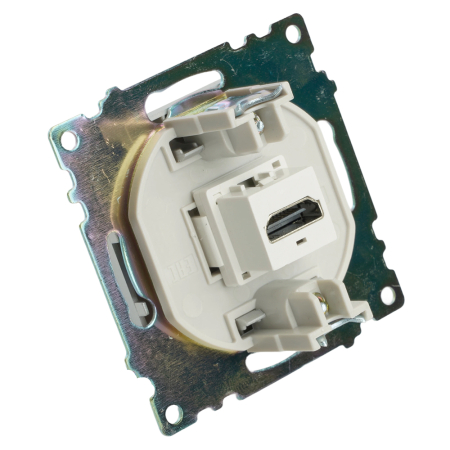 Розетка HDMI 2.1, Type A (механизм), STEKKER GLS00-7118-03, серия Катрин, серебро 50061