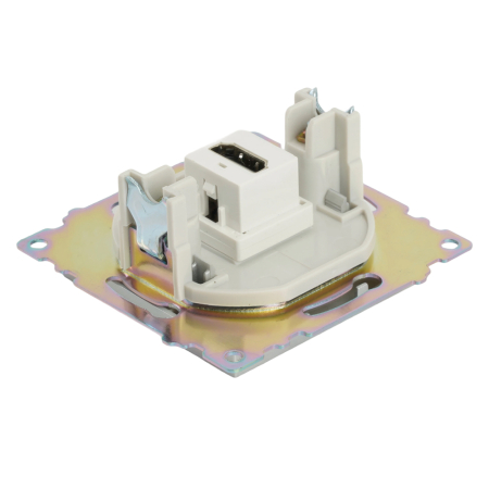 Розетка HDMI 2.1, Type A (механизм), STEKKER GLS00-7118-03, серия Катрин, серебро 50061