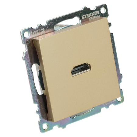 Розетка HDMI 2.1, Type A (механизм), STEKKER, GLS00-7118-08, серия Катрин, золото 50060