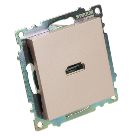 Розетка HDMI 2.1, Type A  (механизм), STEKKER GLS00-7118-02, серия Катрин, шампань 50063