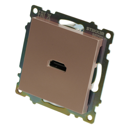 Розетка HDMI 2.1, Type A  (механизм), STEKKER GLS00-7118-02, серия Катрин, шампань 50063