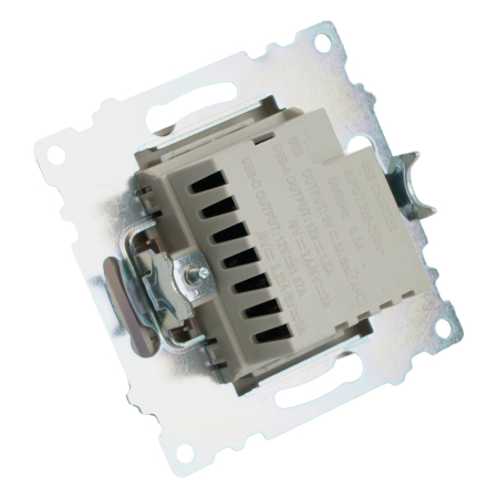 Розетка 2-местная USB + type C (механизм), STEKKER GLS10-7116-02, 250B, 3A, max 20W, серия Катрин, шампань 50056