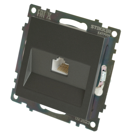 Розетка компьютерная 1-местная RJ-45 (механизм), серия Катрин, графит, GLS00-7107-06 49418