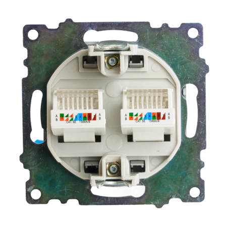 Розетка компьютерная 2-местная RJ-45 (механизм) STEKKER GLS00-7109-06 , серия Катрин, графит 50008