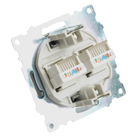 Розетка компьютерная 2-местная RJ-45 (механизм) STEKKER GLS00-7109-06 , серия Катрин, графит 50008