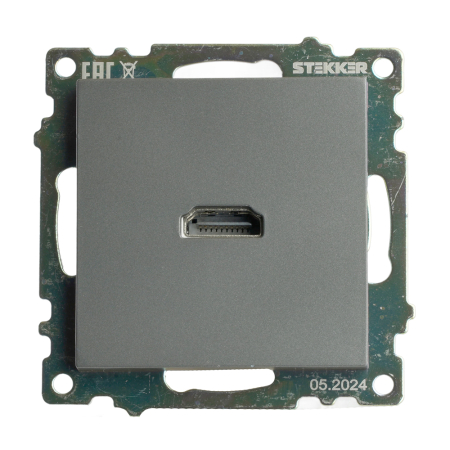 Розетка HDMI 2.1, Type A (механизм), серия Катрин, графит, GLS00-7118-06 50059