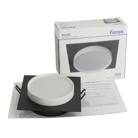 Светильник встраиваемый Feron DL506 потолочный GX53 черный + белый квадрат 51360