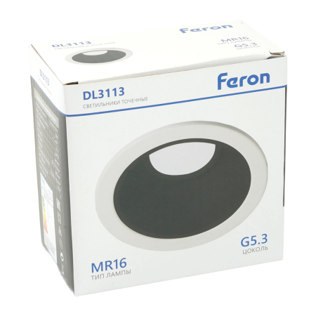 Светильник встраиваемый Feron DL3113 потолочный MR16 G5.3 белый + черный 51365