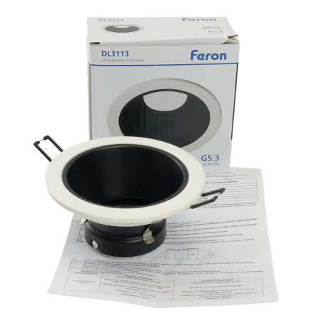 Светильник встраиваемый Feron DL3113 потолочный MR16 G5.3 белый + черный 51365