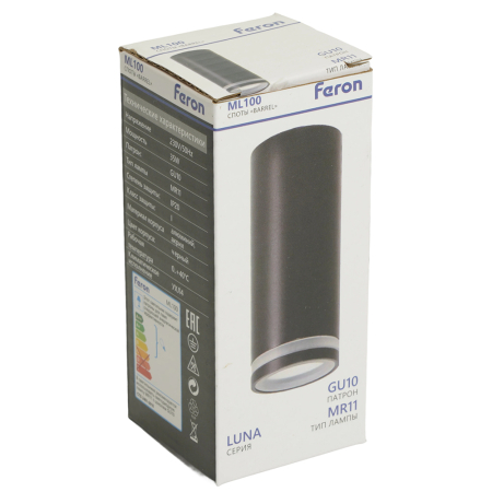 Светильник потолочный Feron ML100 Barrel LUNA MR11 GU10 35W 230V, черный 51369