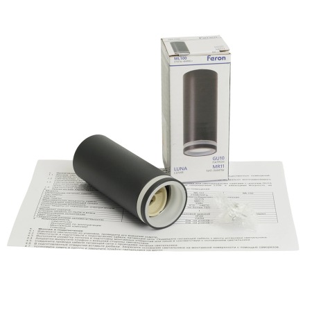 Светильник потолочный Feron ML100 Barrel LUNA MR11 GU10 35W 230V, черный 51369