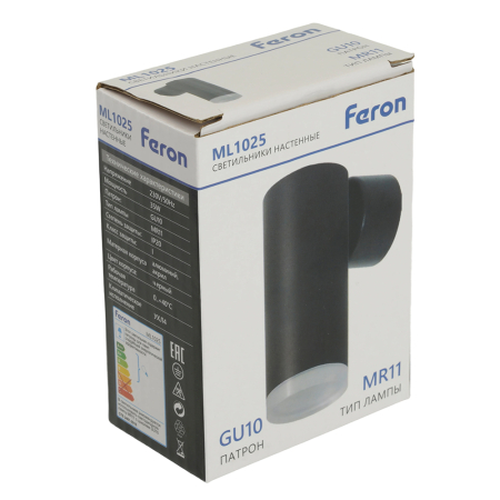 Светильник Feron ML1025 настенно-потолочный под лампу GU10, черный 51395