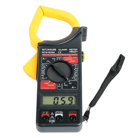 MTM M266 Клещи токоизмерительные, 1999 отсчетов,  батарея крона, ручная регулировка, черный/желтый 49996