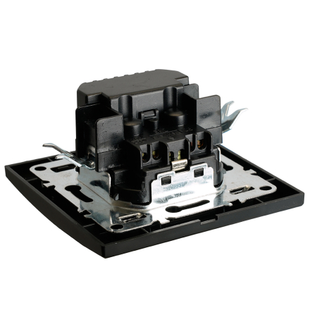 Розетка 1-местная с/з STEKKER, PST16-9016-03, 250В, 16А с USB+ type C, серия Эрна, черный 50078