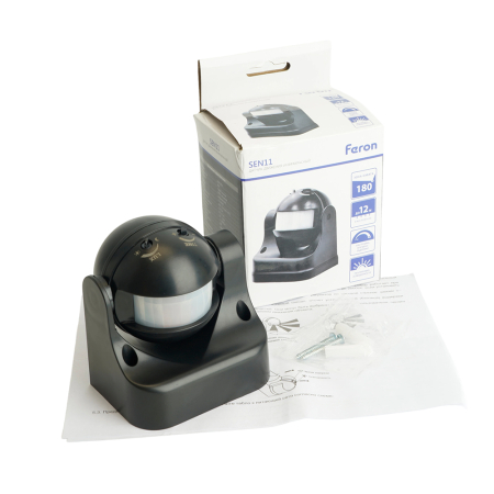 Датчик движения 1200W 12m 180° черный, SEN11 51515