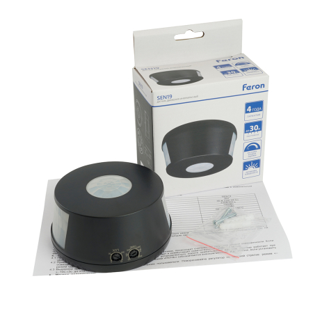 Датчик движения 1200W 30m  360°(верт.) чёрный SEN19/ST07B 51578