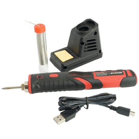 Паяльник беспроводной 8W, нихромовый нагреватель, 1800 mAh, 5В, красный/черный, PLE801-08 50098