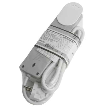 Сетевой фильтр 3-местный с/з STEKKER HM20-31-03 3x1мм2, 3 м, 250В, 16А, серия Optima, белый 50087