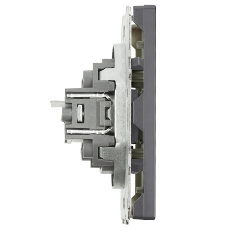 Розетка компьютерная 2-местная RJ-45 (механизм), STEKKER, серия Эмили, RST00-5111-10, платиново-серый, soft touch 49952