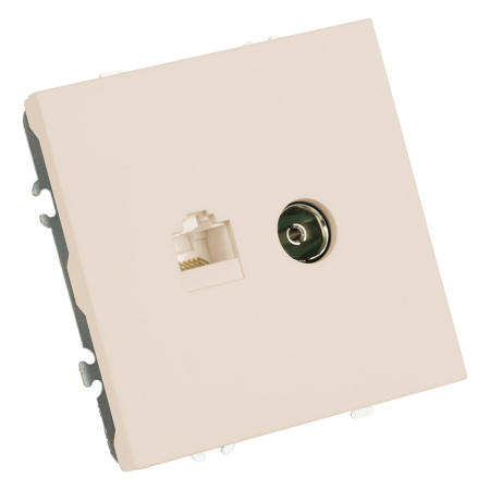 Розетка TV + компьютерная RJ-45 (механизм), STEKKER, серия Эмили, RST00-5106-08, кашемир, soft touch 49898