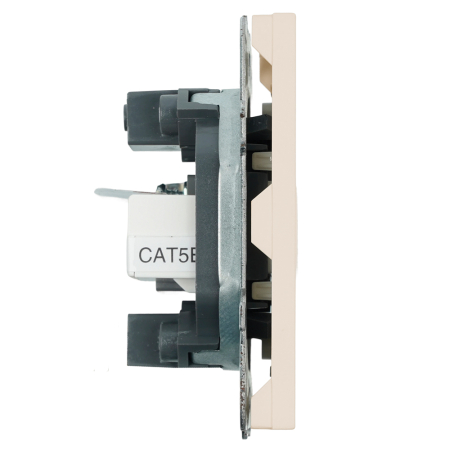 Розетка TV + компьютерная RJ-45 (механизм), STEKKER, серия Эмили, RST00-5106-08, кашемир, soft touch 49898