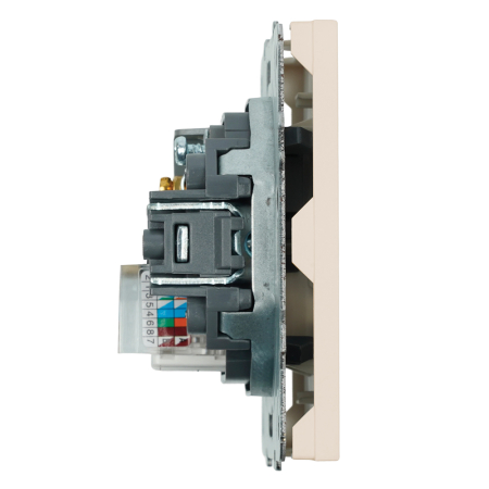 Розетка TV + компьютерная RJ-45 (механизм), STEKKER, серия Эмили, RST00-5106-08, кашемир, soft touch 49898