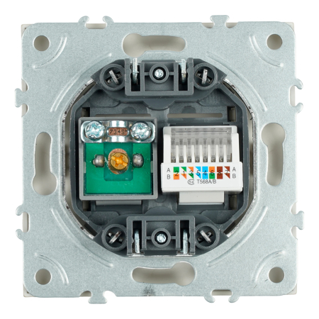 Розетка TV + компьютерная RJ-45 (механизм), STEKKER, серия Эмили, RST00-5106-08, кашемир, soft touch 49898