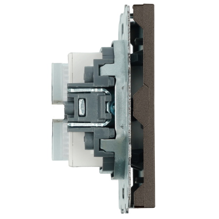 Розетка компьютерная 2-местная RJ-45 (механизм), STEKKER, серия Эмили, RST00-5111-09, антрацит, soft touch 49926
