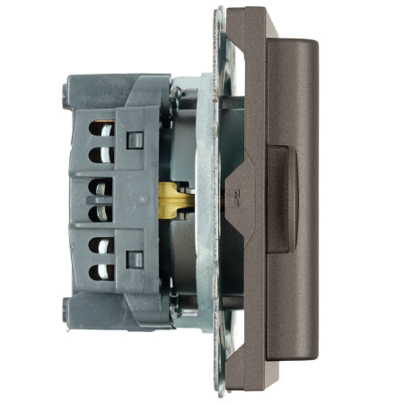 Розетка 1-местная с крышкой с защ. штор, STEKKER, с/з, IP42, 250В, 16А, серия Эмили, RST16-5112-09, антрацит, soft touch 49933