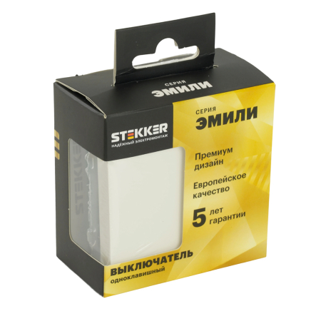 RSW10-5103-01 Выключатель 1-клавишный (механизм), STEKKER, 250В, 10А, серия Эмили, белый фарфор, soft touch 49865