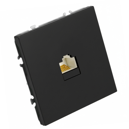 Розетка компьютерная 1-местная RJ-45 (механизм), STEKKER, серия Эмили, RST00-5117-05, черный уголь, soft touch 49847