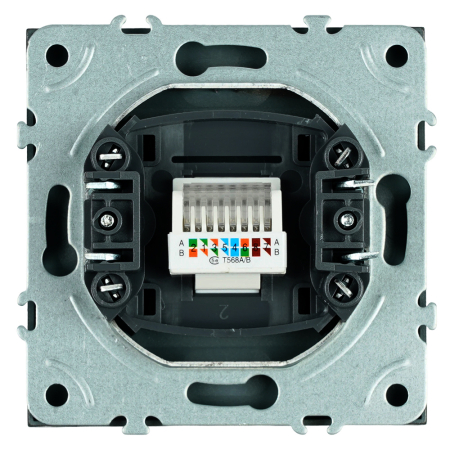 Розетка компьютерная 1-местная RJ-45 (механизм), STEKKER, серия Эмили, RST00-5117-05, черный уголь, soft touch 49847