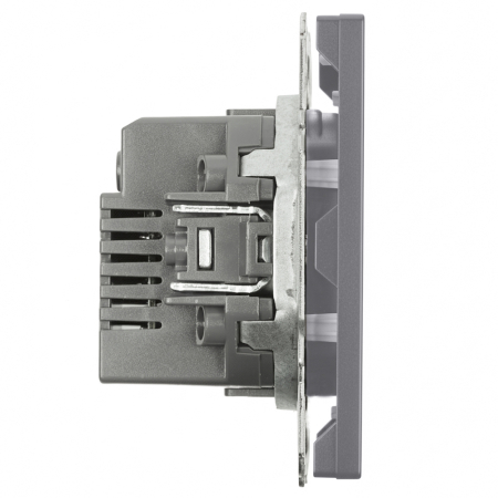 Розетка 2-местная USB + Type C (механизм), STEKKER, 250В, 20W, серия Эмили, RST10-5115-10, платиново-серый, soft touch 49957
