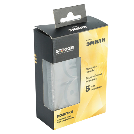 Розетка 2-местная с защитной шторкой, STEKKER,  б/з, 250В, 16А, серия Эмили, RST10-5116-09, антрацит, soft touch 49929