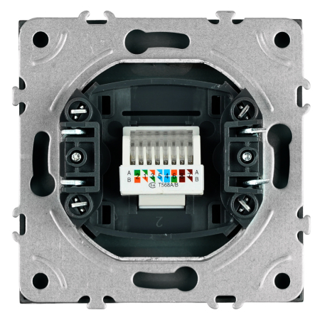 Розетка компьютерная 1-местная RJ-45 (механизм), STEKKER, серия Эмили, RST00-5117-10, платиново-серый, soft touch 49951