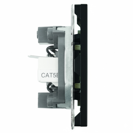 Розетка TV + компьютерная RJ-45 (механизм), STEKKER, RST00-5106-05, серия Эмили, черный уголь, soft touch 49846