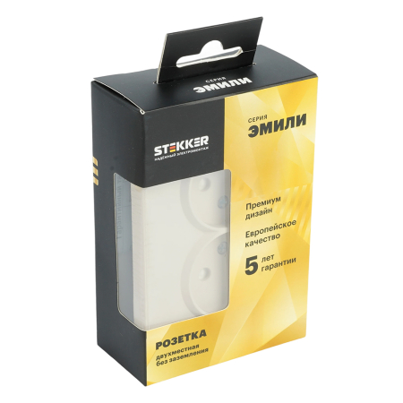 Розетка 2-местная с защитной шторкой, STEKKER,  б/з, 250В, 16А, серия Эмили, RST16-5116-08, кашемир, soft touch 49903