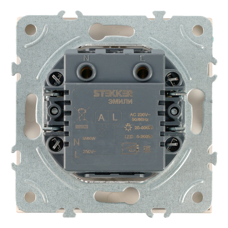 Выключатель диммирующий (механизм), STEKKER, 250В, 500W, серия Эмили, RSW10-5106-08, кашемир, soft touch 49894