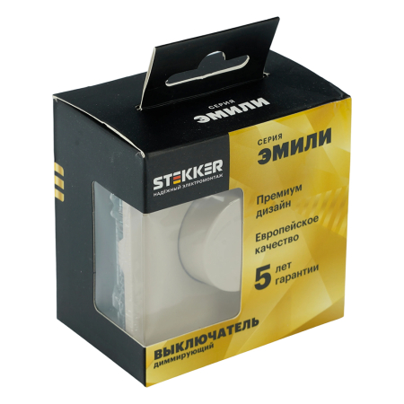 Выключатель диммирующий (механизм), STEKKER, 250В, 500W, серия Эмили, RSW10-5106-08, кашемир, soft touch 49894