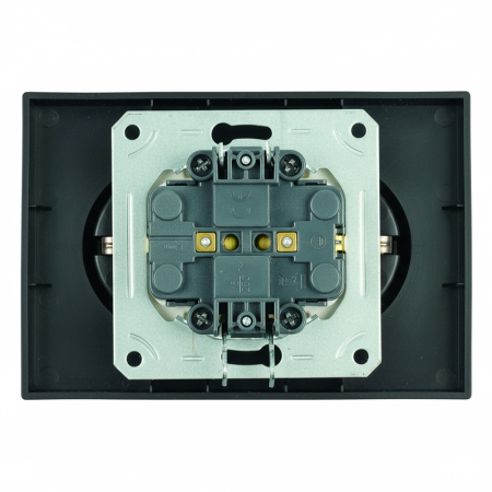 Розетка 2-местная с защитной шторкой, STEKKER,  б/з, 250В, 16А, серия Эмили, RST16-5116-05, черный уголь, soft touch 49851