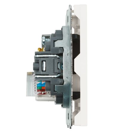 Розетка TV + компьютерная RJ-45 (механизм), STEKKER, серия Эмили, RST00-5106-01, белый фарфор, soft touch 49872
