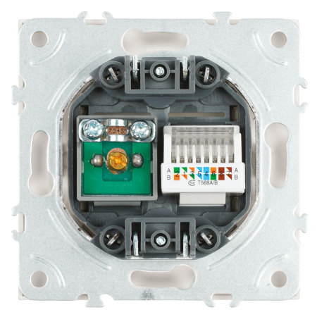 Розетка TV + компьютерная RJ-45 (механизм), STEKKER, серия Эмили, RST00-5106-01, белый фарфор, soft touch 49872